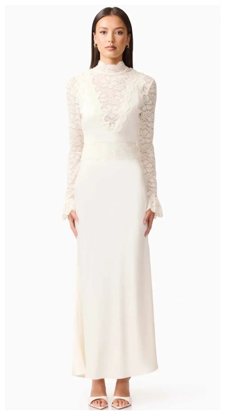NEW Elliatt Margot Lace Inset Long Sleeve Gown Size Medium